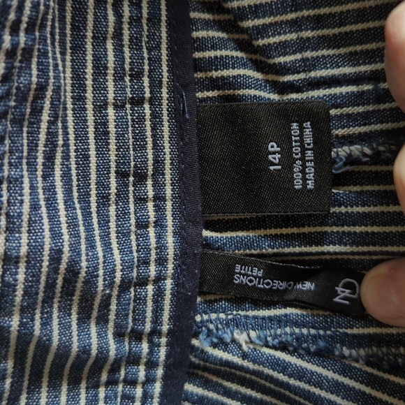 New Directions wide leg cropped sailor jeans railroad stripe cotton size 14P - Picture 4 of 5